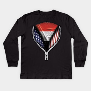 Syrian Flag  Syria Flag American Flag Zip Down - Gift for Syrian From Syria Kids Long Sleeve T-Shirt